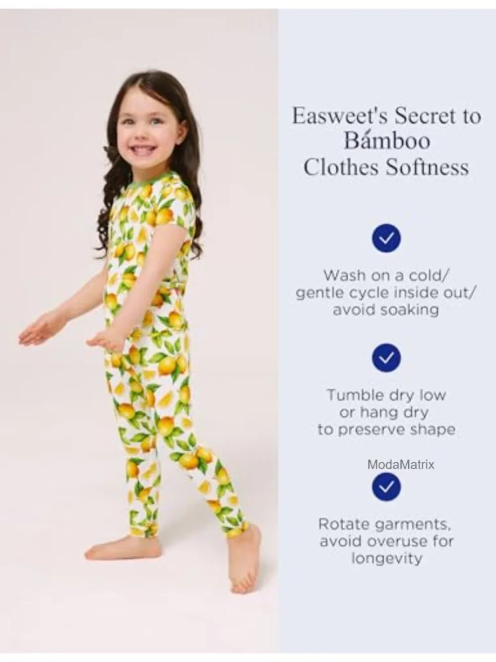 Toddler Girls Short Sleeve Pajama Set Bamboo Viscose